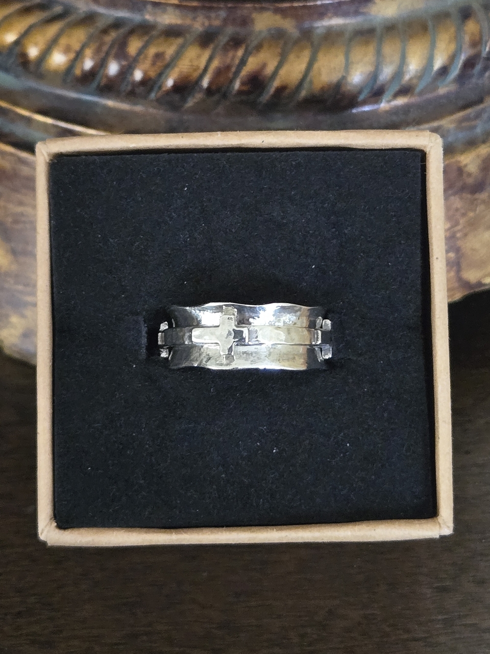 Sterling Silver .925 Cross Spinner Ring Women's Size 6